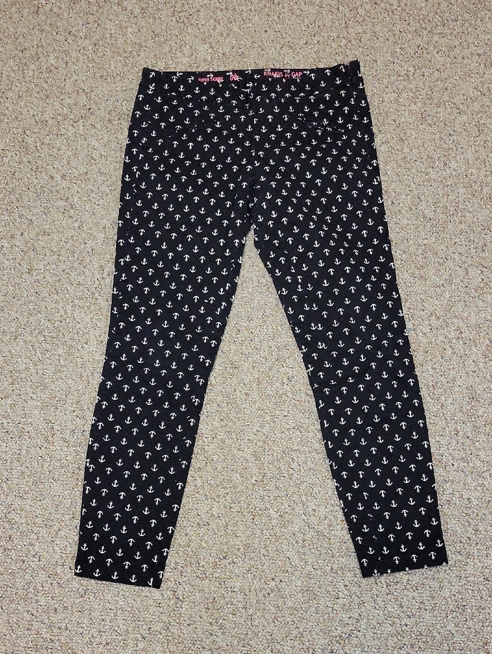 Black White Anchor Print Super Skinny Khakis By Gap Sz 6. Nautical Coastal Prep